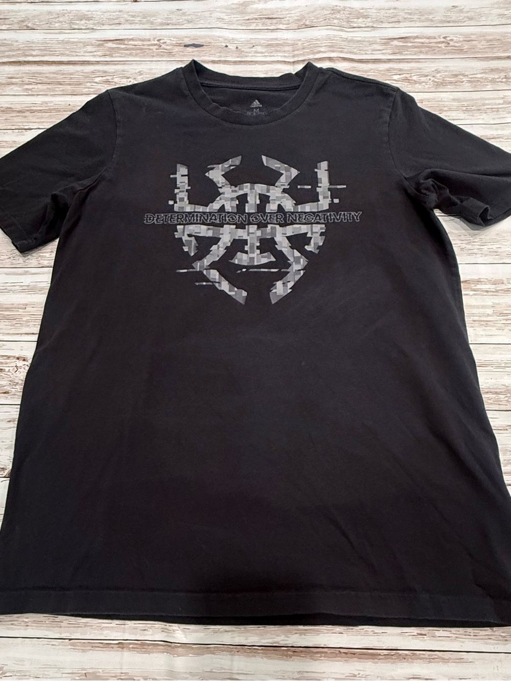 adidas Black Short-Sleeve Graphic Tee with Gray Emblem